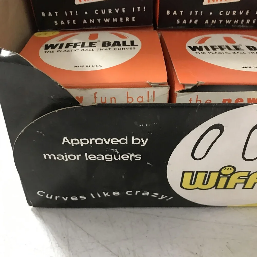 Lot Of 9 Vintage Wiffle Softball King Size Plastic Perforated Ball with Display